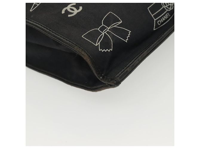 CHANEL Borsa Tote a Catena Tela Nera Oro CC Auth 142312 Nero D'oro - vista 14