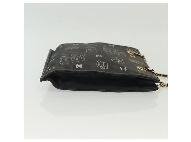 CHANEL Borsa Tote a Catena Tela Nera Oro CC Auth 142312 Nero D'oro - vista 3