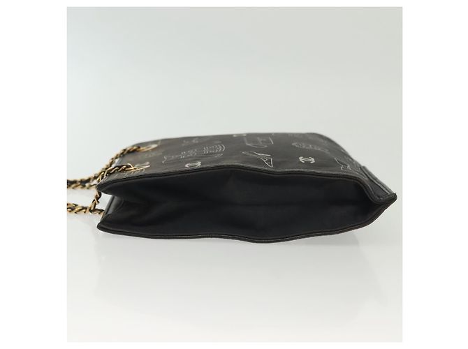 CHANEL Borsa Tote a Catena Tela Nera Oro CC Auth 142312 Nero D'oro - vista 4