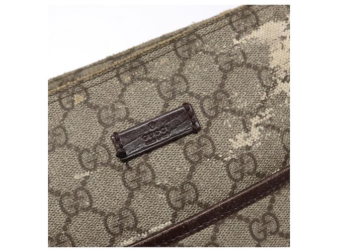 Gucci Borsa a Spalla GG Supreme PVC Beige Oro 141626 Auth bs28880 D'oro - vista 19
