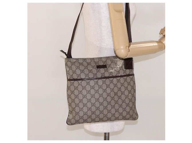 Gucci Borsa a Spalla GG Supreme PVC Beige Oro 141626 Auth bs28880 D'oro - vista 25