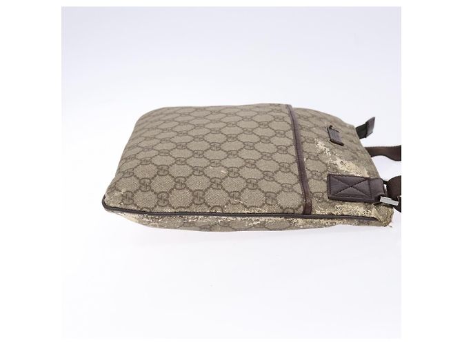 Gucci Borsa a Spalla GG Supreme PVC Beige Oro 141626 Auth bs28880 D'oro - vista 3