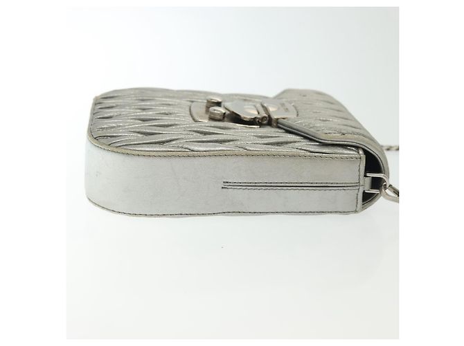 Borsa a spalla in pelle matelassé Miu Miu con catena argento Auth gh730 - vista 3