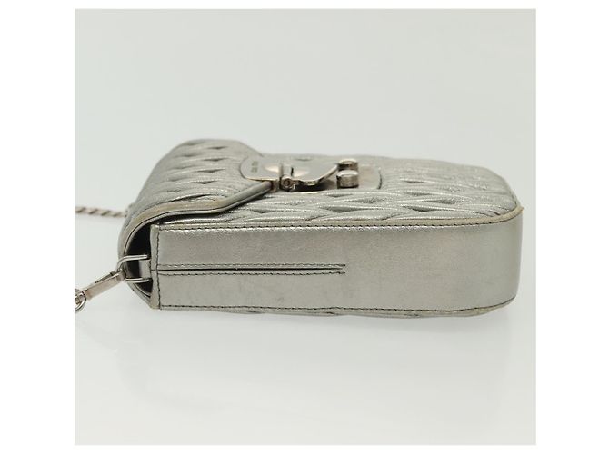 Borsa a spalla in pelle matelassé Miu Miu con catena argento Auth gh730 - vista 4