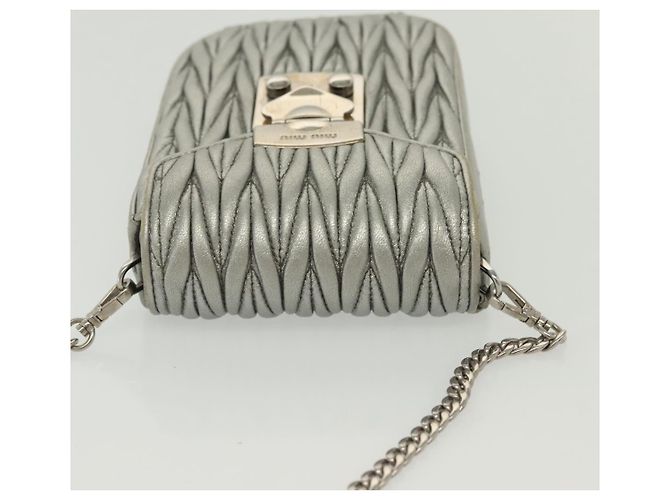 Borsa a spalla in pelle matelassé Miu Miu con catena argento Auth gh730 - vista 6