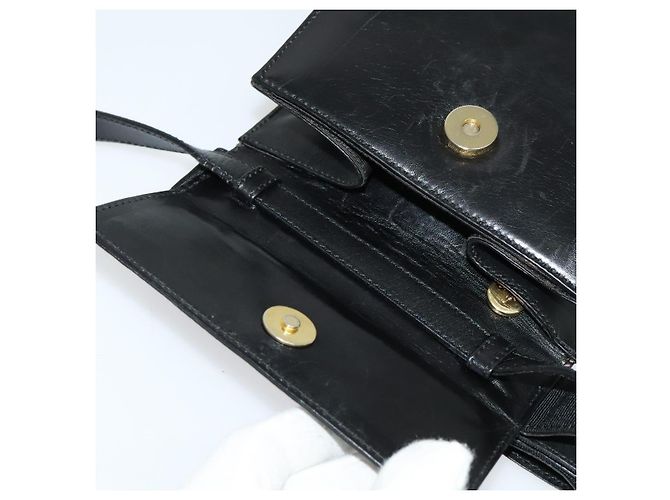 Borsa a Spalla Gancini in Pelle Nera e Oro Salvatore Ferragamo Auth bs29246 Nero D'oro - vista 10