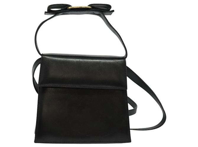 Borsa a Spalla Gancini in Pelle Nera e Oro Salvatore Ferragamo Auth bs29246 Nero D'oro - vista 13
