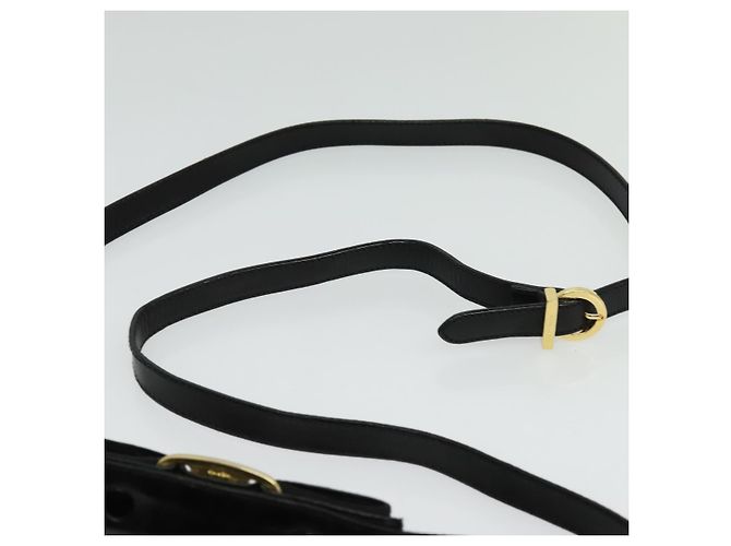 Borsa a Spalla Gancini in Pelle Nera e Oro Salvatore Ferragamo Auth bs29246 Nero D'oro - vista 15