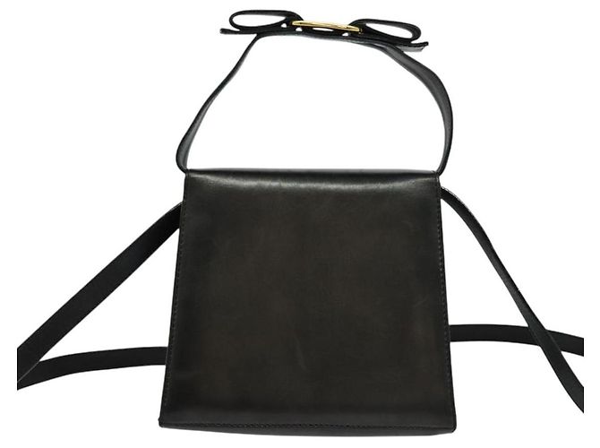 Borsa a Spalla Gancini in Pelle Nera e Oro Salvatore Ferragamo Auth bs29246 Nero D'oro - vista 2