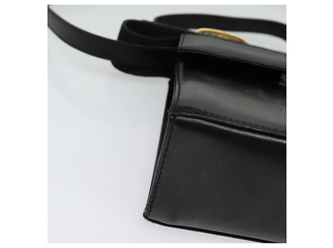 Borsa a Spalla Gancini in Pelle Nera e Oro Salvatore Ferragamo Auth bs29246 Nero D'oro - vista 9