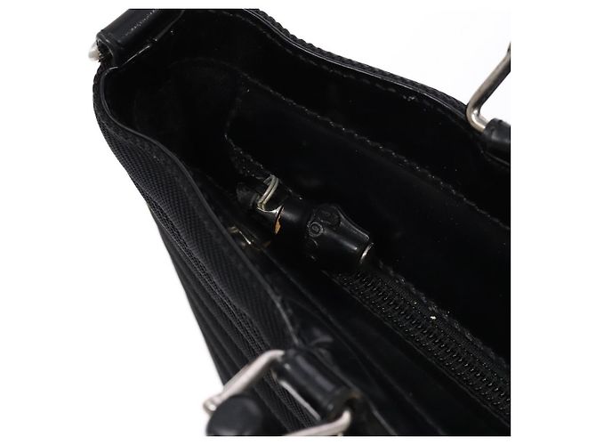 Borsa a mano Gucci Bamboo in tela nera e argento 000 1998 0588 Auth BA5289 Nero - vista 10