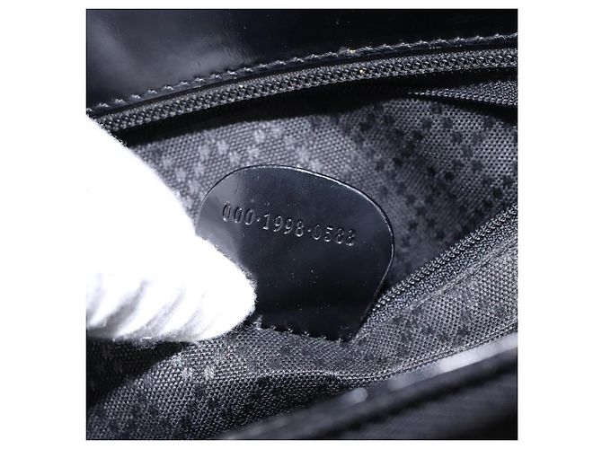 Borsa a mano Gucci Bamboo in tela nera e argento 000 1998 0588 Auth BA5289 Nero - vista 12