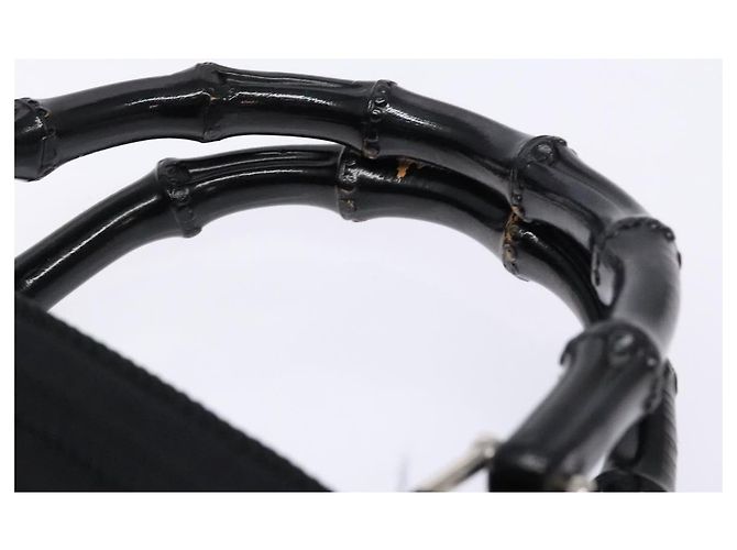 Borsa a mano Gucci Bamboo in tela nera e argento 000 1998 0588 Auth BA5289 Nero - vista 14