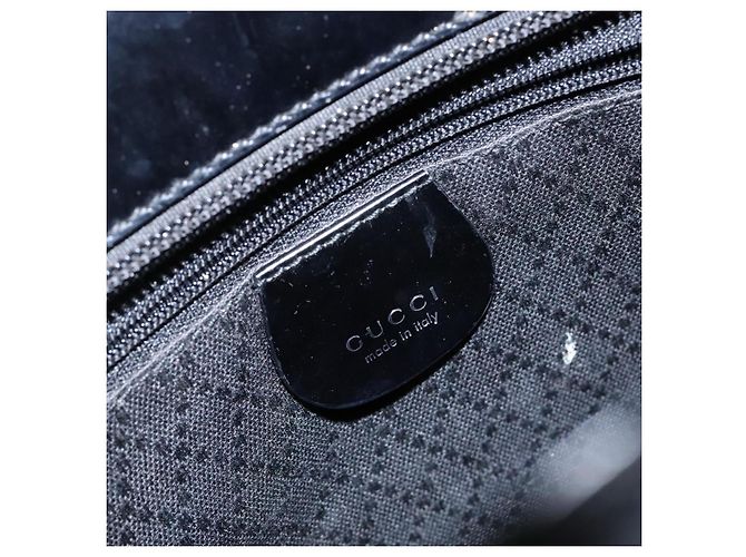 Borsa a mano Gucci Bamboo in tela nera e argento 000 1998 0588 Auth BA5289 Nero - vista 18