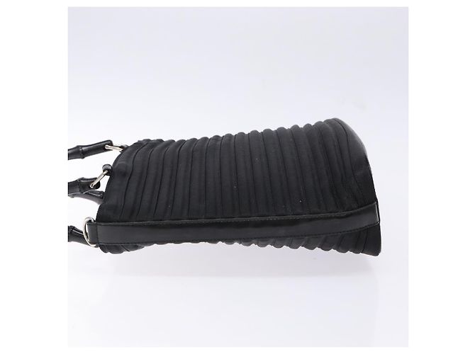 Borsa a mano Gucci Bamboo in tela nera e argento 000 1998 0588 Auth BA5289 Nero - vista 4