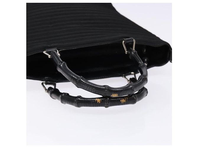 Borsa a mano Gucci Bamboo in tela nera e argento 000 1998 0588 Auth BA5289 Nero - vista 7
