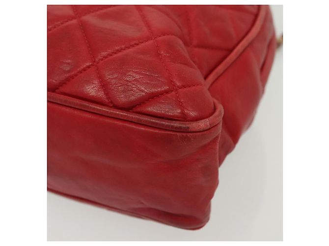 CHANEL Borsa a Spalla Matelassé in Pelle di Agnello Rossa Oro CC Auth bs29076 Rosso D'oro - vista 15