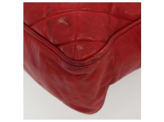 CHANEL Borsa a Spalla Matelassé in Pelle di Agnello Rossa Oro CC Auth bs29076 Rosso D'oro - vista 17