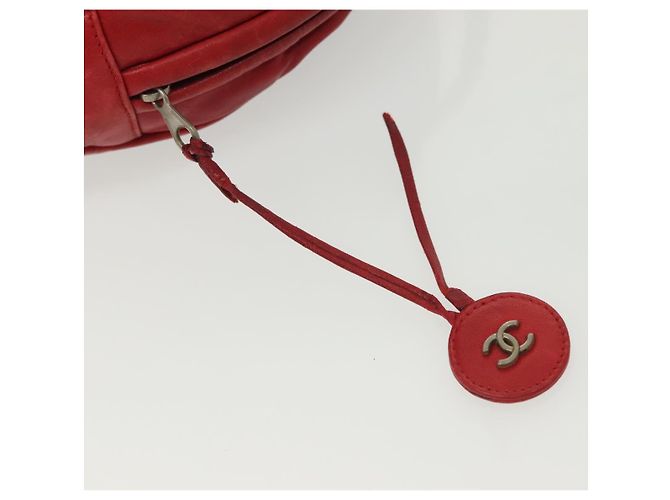 CHANEL Borsa a Spalla Matelassé in Pelle di Agnello Rossa Oro CC Auth bs29076 Rosso D'oro - vista 18