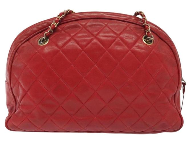 CHANEL Borsa a Spalla Matelassé in Pelle di Agnello Rossa Oro CC Auth bs29076 Rosso D'oro - vista 2
