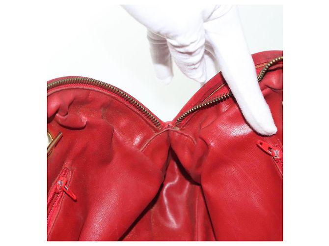 CHANEL Borsa a Spalla Matelassé in Pelle di Agnello Rossa Oro CC Auth bs29076 Rosso D'oro - vista 21
