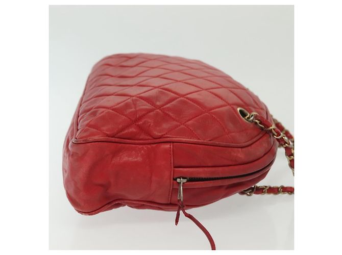 CHANEL Borsa a Spalla Matelassé in Pelle di Agnello Rossa Oro CC Auth bs29076 Rosso D'oro - vista 3