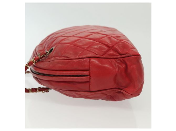 CHANEL Borsa a Spalla Matelassé in Pelle di Agnello Rossa Oro CC Auth bs29076 Rosso D'oro - vista 4