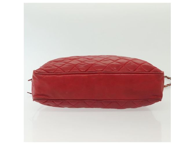 CHANEL Borsa a Spalla Matelassé in Pelle di Agnello Rossa Oro CC Auth bs29076 Rosso D'oro - vista 5