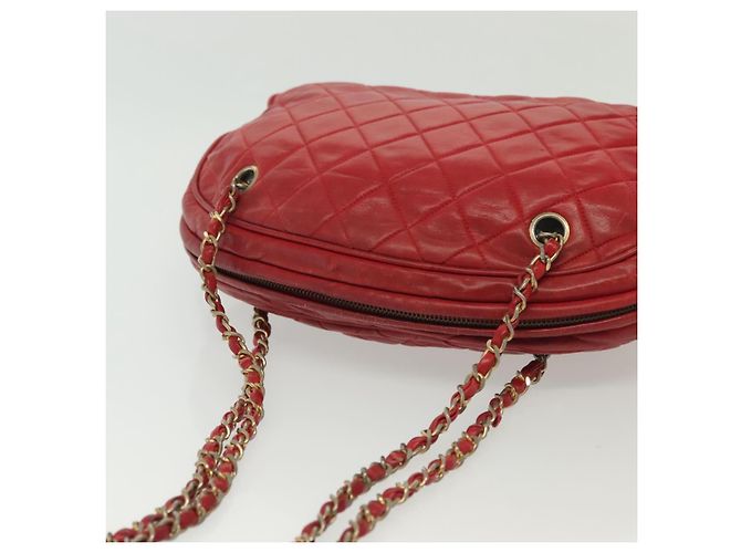 CHANEL Borsa a Spalla Matelassé in Pelle di Agnello Rossa Oro CC Auth bs29076 Rosso D'oro - vista 6