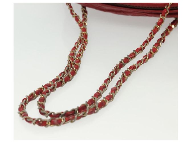 CHANEL Borsa a Spalla Matelassé in Pelle di Agnello Rossa Oro CC Auth bs29076 Rosso D'oro - vista 7