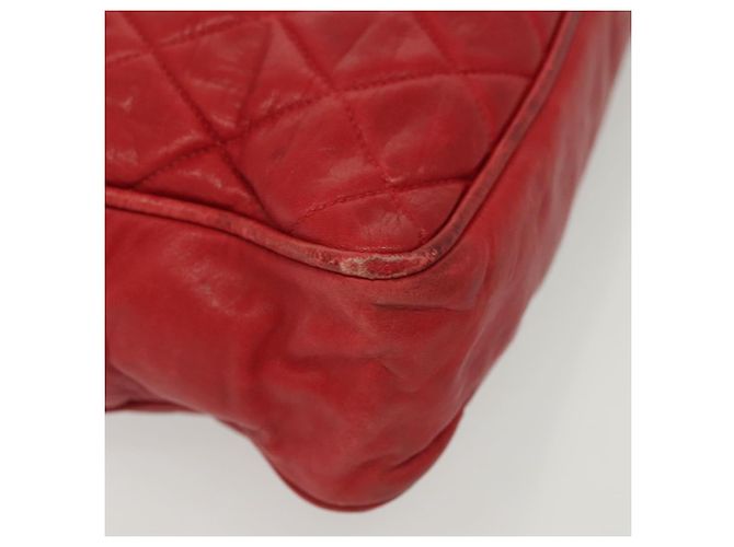 CHANEL Borsa a Spalla Matelassé in Pelle di Agnello Rossa Oro CC Auth bs29076 Rosso D'oro - vista 8