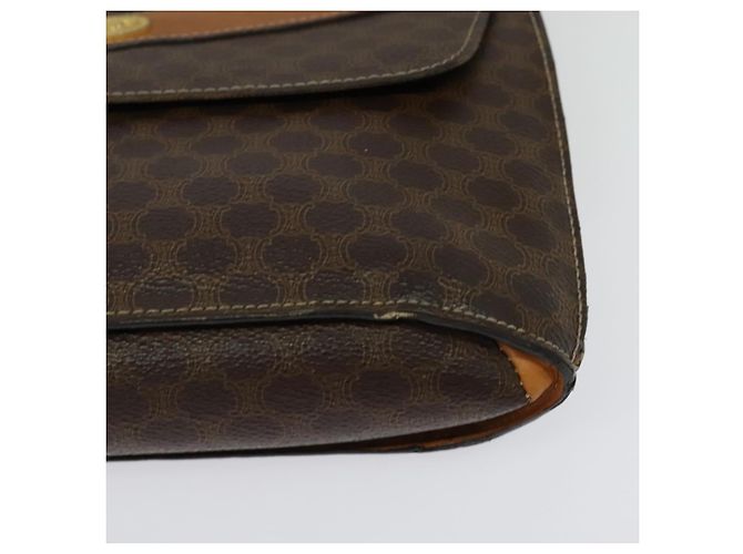 Céline Borsa a Spalla in Tela Macadam CELINE in Pelle PVC Marrone Oro Auth 140473 D'oro - vista 15