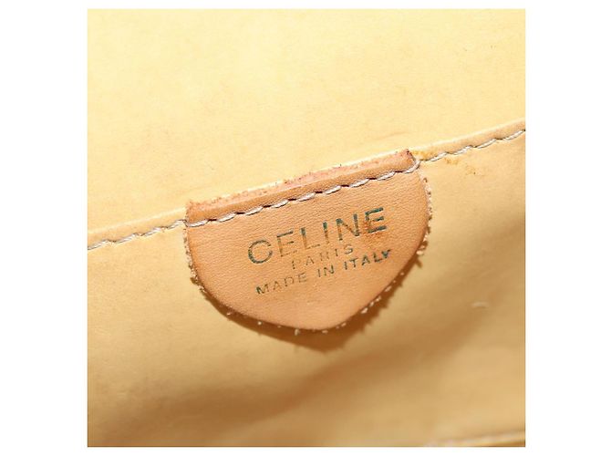 Céline Borsa a Spalla in Tela Macadam CELINE in Pelle PVC Marrone Oro Auth 140473 D'oro - vista 19