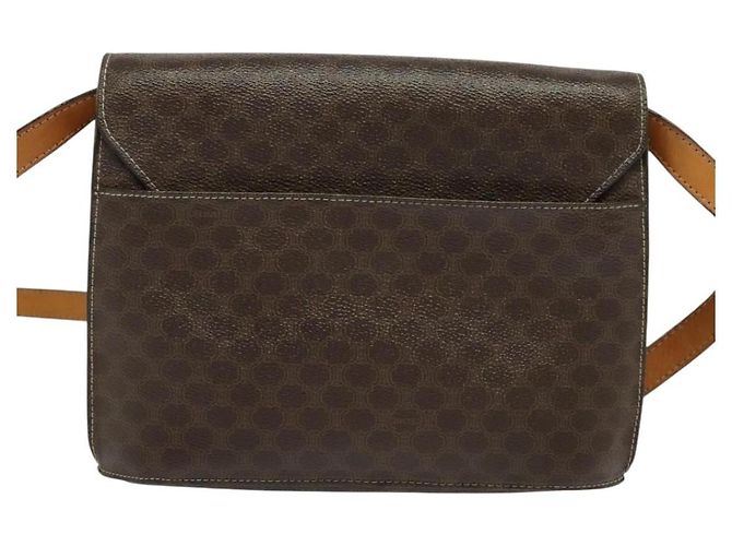 Céline Borsa a Spalla in Tela Macadam CELINE in Pelle PVC Marrone Oro Auth 140473 D'oro - vista 2