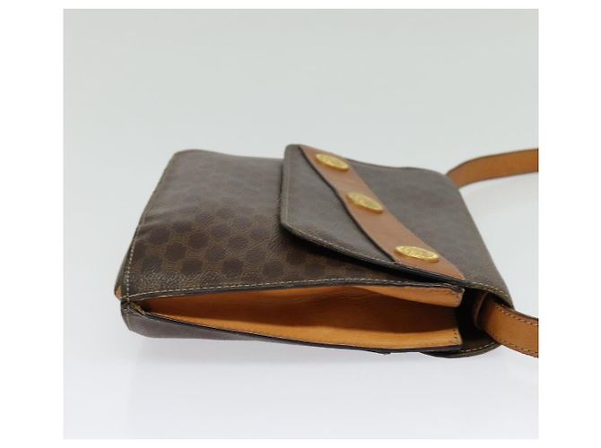 Céline Borsa a Spalla in Tela Macadam CELINE in Pelle PVC Marrone Oro Auth 140473 D'oro - vista 4