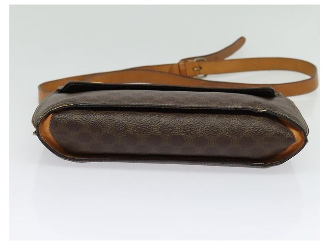 Céline Borsa a Spalla in Tela Macadam CELINE in Pelle PVC Marrone Oro Auth 140473 D'oro - vista 5