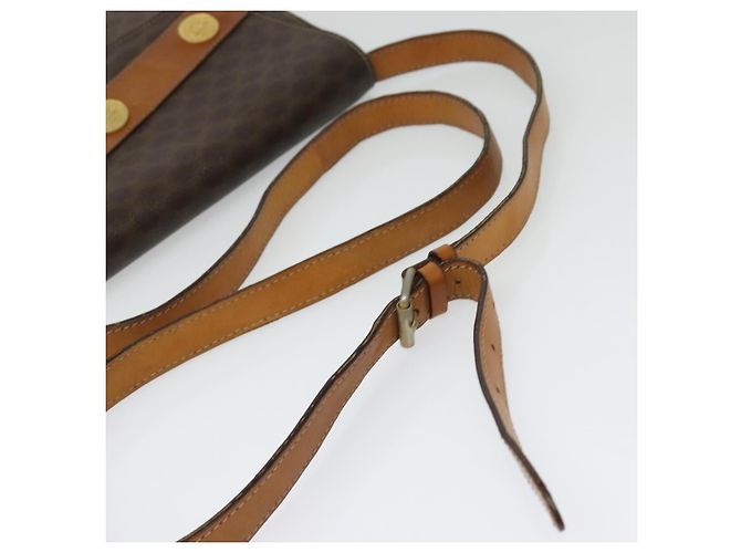Céline Borsa a Spalla in Tela Macadam CELINE in Pelle PVC Marrone Oro Auth 140473 D'oro - vista 7