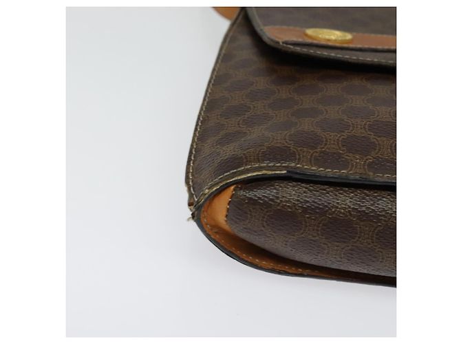 Céline Borsa a Spalla in Tela Macadam CELINE in Pelle PVC Marrone Oro Auth 140473 D'oro - vista 8
