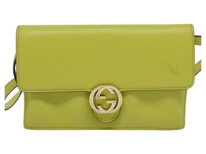 GUCCI Portafoglio a Spalla in Pelle Giallo Oro 369664 Auth bs29351 D'oro - vista 13