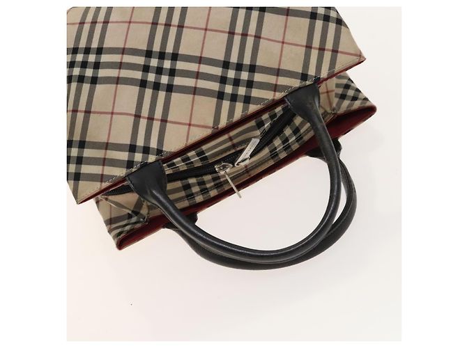 BURBERRY Nova Check Bag Nylon Leather 2 Set Beige Green Auth 139805 Verde - vista 12