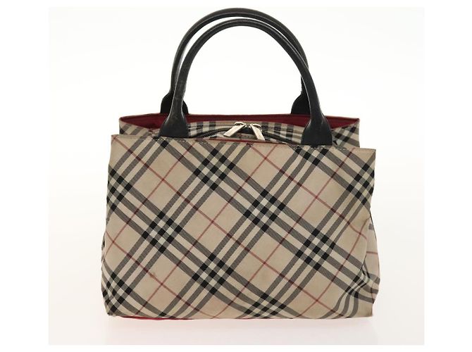 BURBERRY Nova Check Bag Nylon Leather 2 Set Beige Green Auth 139805 Verde - vista 9