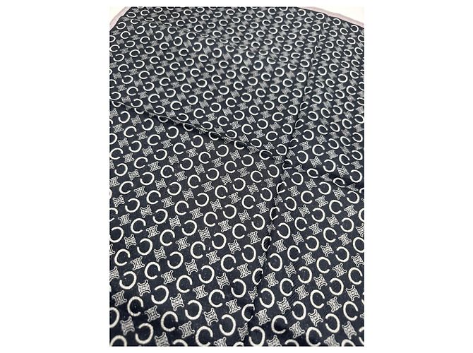 Céline Sciarpa Vintage Celine Monogramma Macadam Nero e Bianco - vista 5