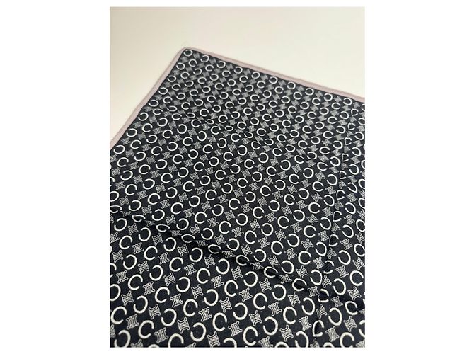 Céline Sciarpa Vintage Celine Monogramma Macadam Nero e Bianco - vista 6