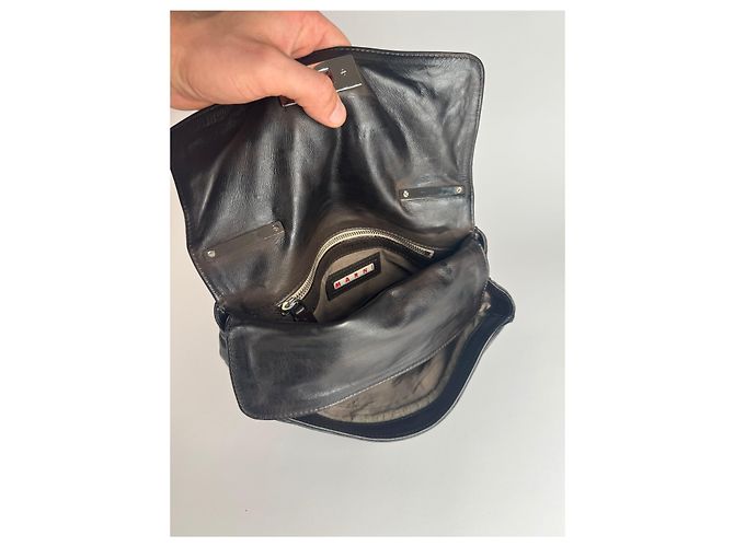 Vintage Marni Leder Tasche schwarz braun - Ansicht 3