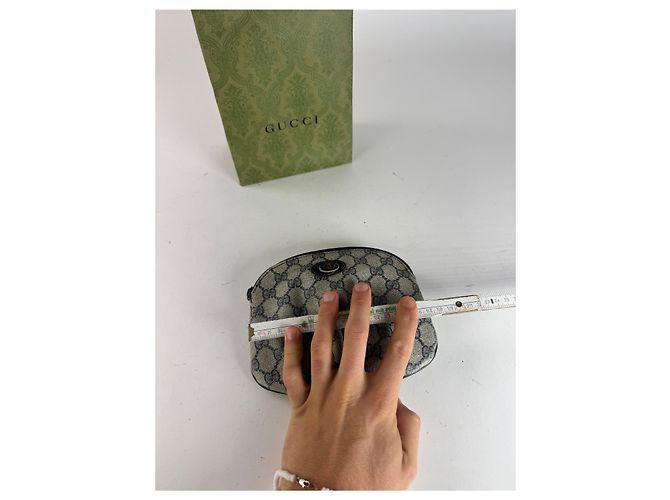 Clutch in pelle Ophidia vintage Gucci blu navy e grigio - vista 9