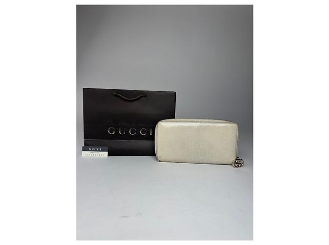 Vintage Gucci Leather Monogram Wallet white - view 4