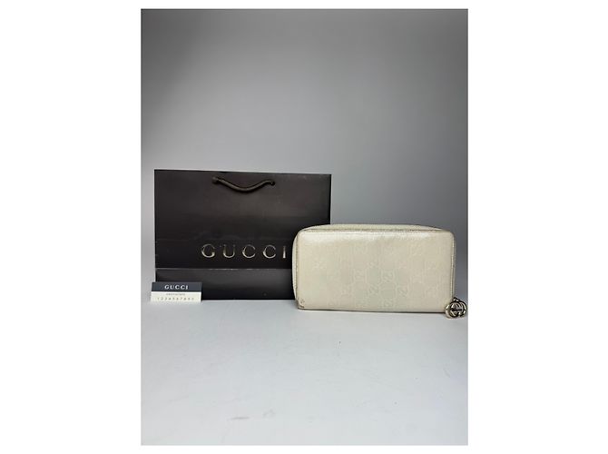 Vintage Gucci Leather Monogram Wallet white - view 6
