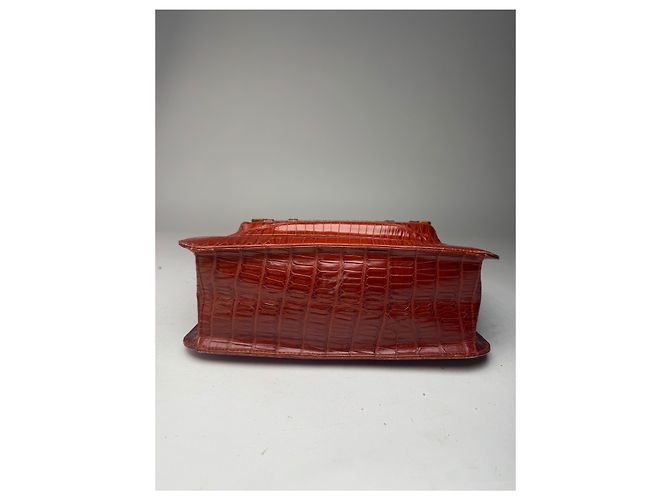 Bolso de cuero patentado con estampado de cocodrilo vintage Givenchy marrón Roja - vista 10