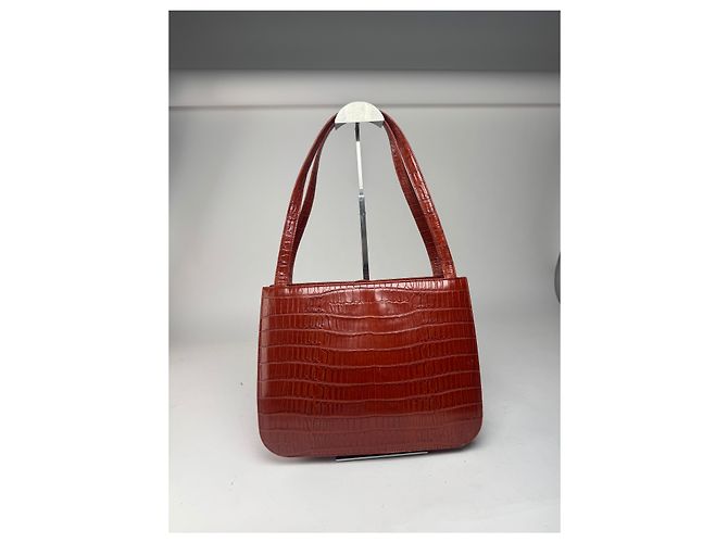 Bolso de cuero patentado con estampado de cocodrilo vintage Givenchy marrón Roja - vista 15
