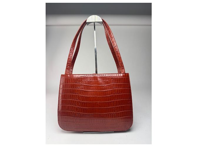 Bolso de cuero patentado con estampado de cocodrilo vintage Givenchy marrón Roja - vista 2
